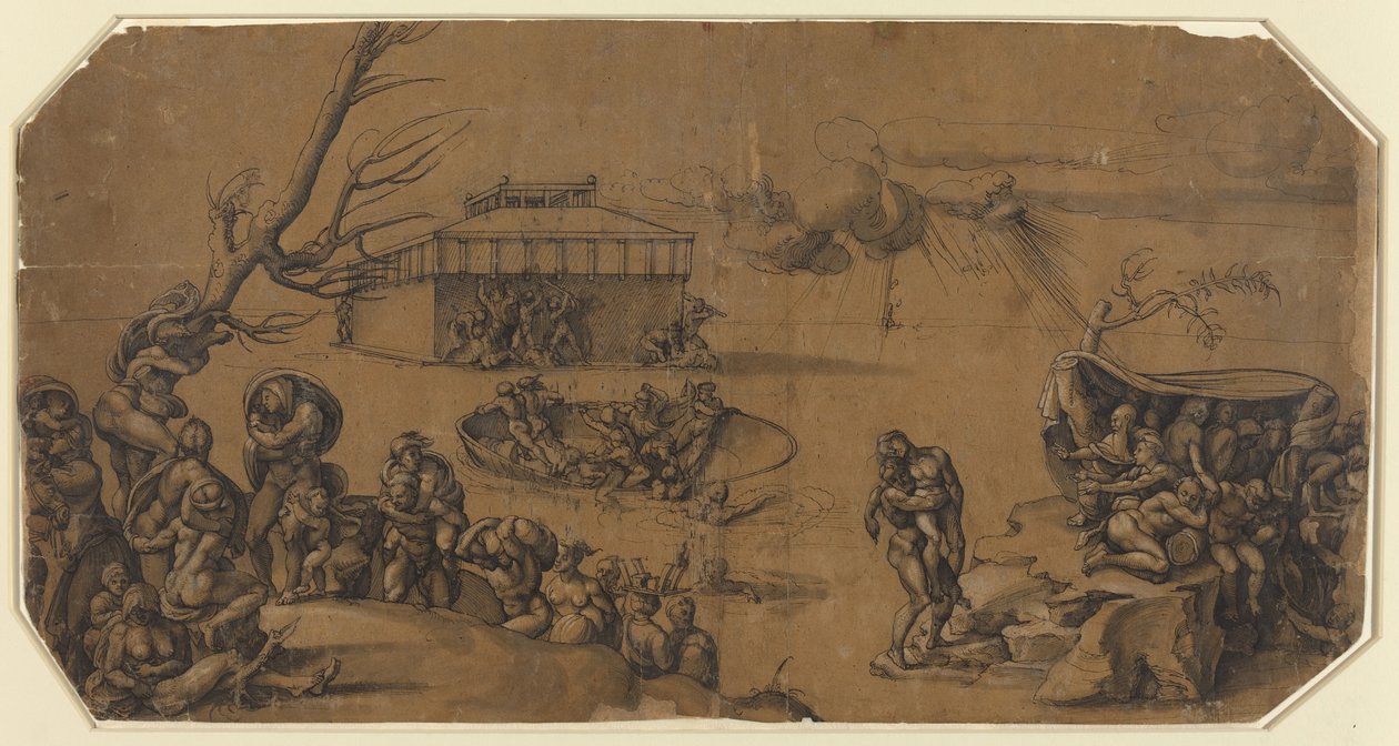 De Zondvloed door Georg Pencz after Michelangelo