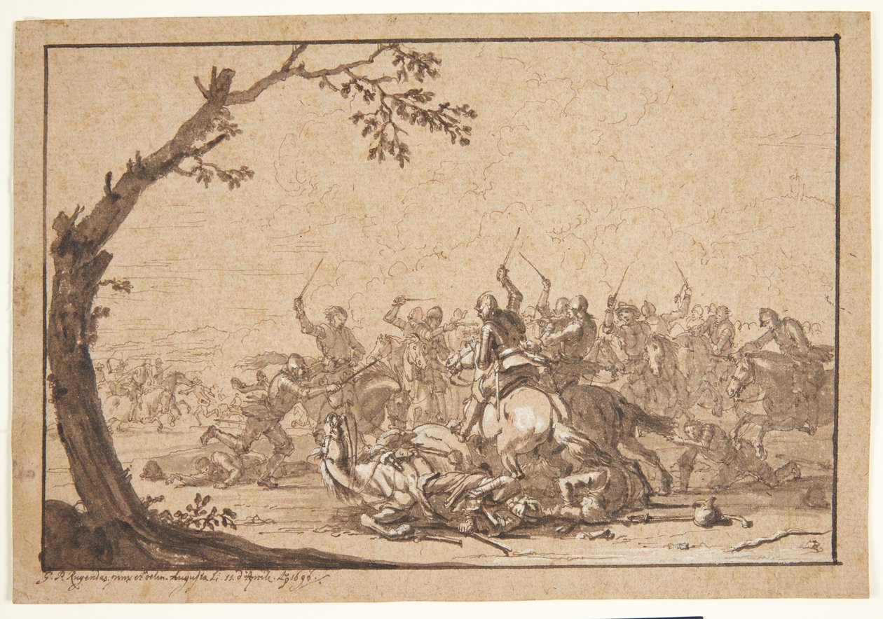Ruitergevecht door Georg Philipp Rugendas