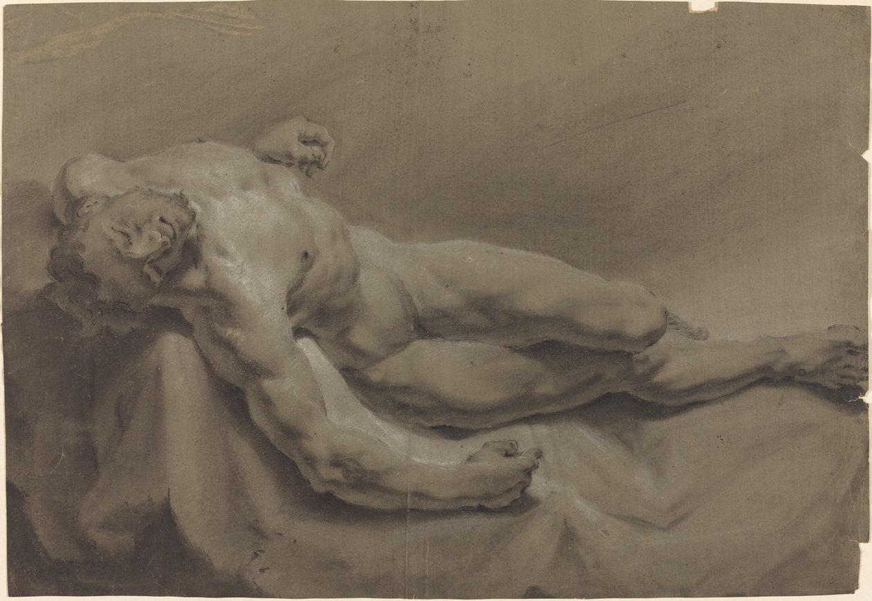 Een Liggende Mannelijke Naakt door Georg Raphael Donner
