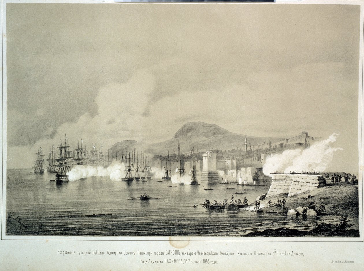 De slag bij Sinop op 30 november 1853 door Georg Wilhelm Timm