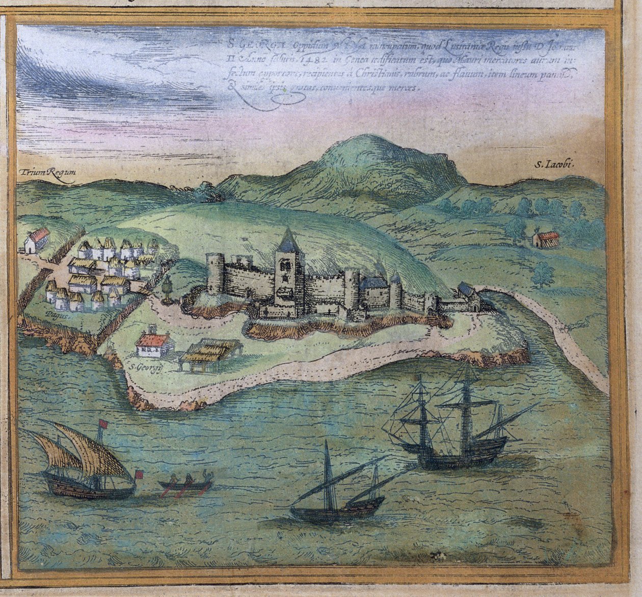 Elmina uit Civitates Orbis Terrarum, c.1572 door Georg Braun und Franz Hogenberg