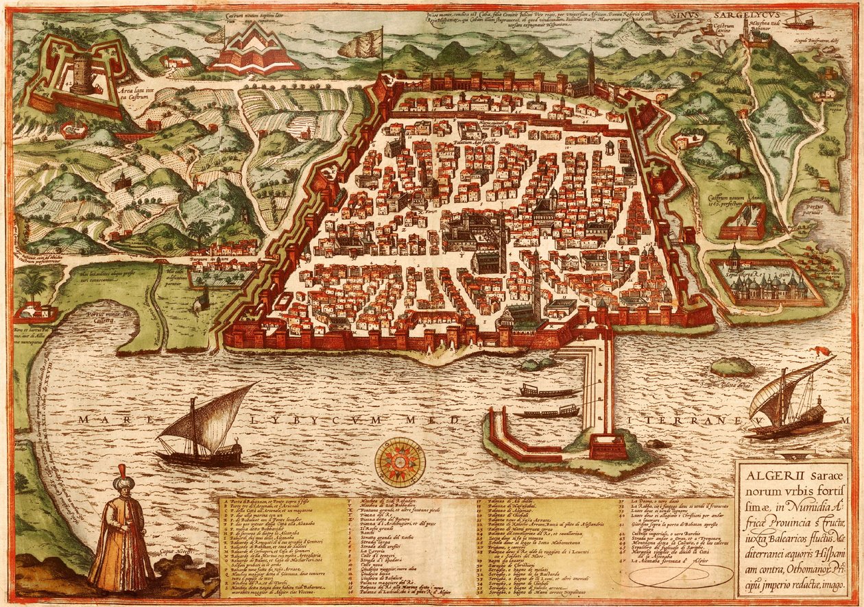 Algiers, Algerije door Georg and Hogenberg Franz (1535-90) Braun