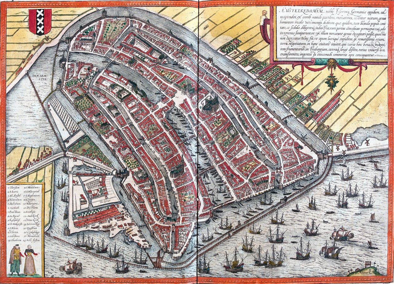 Amsterdam, Netherlands door Georg and Hogenberg Franz (1535 90) Braun