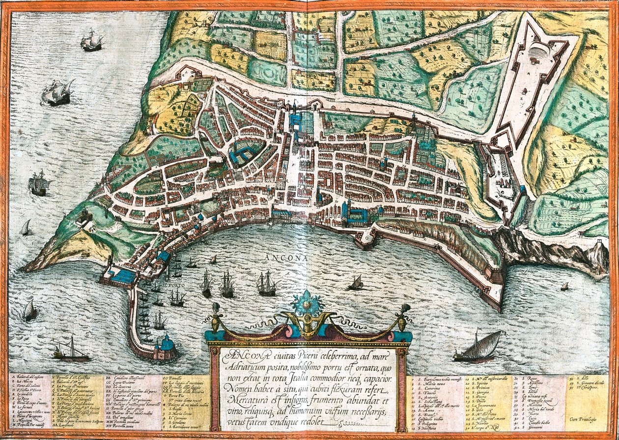 Ancona, Italië door Georg and Hogenberg Franz (1535-90) Braun
