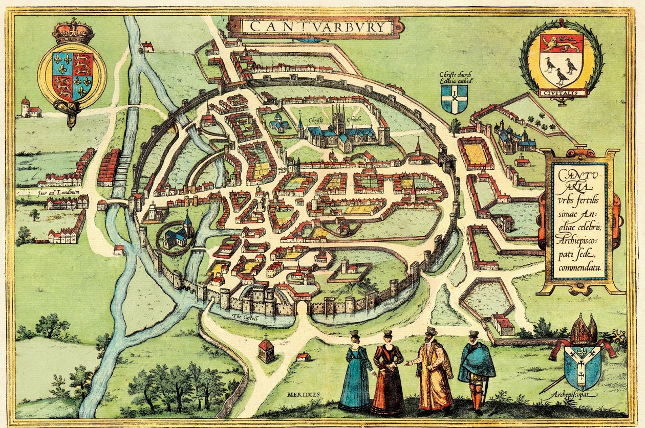 Canterbury, Engeland door Georg and Hogenberg Franz (1535 90) Braun