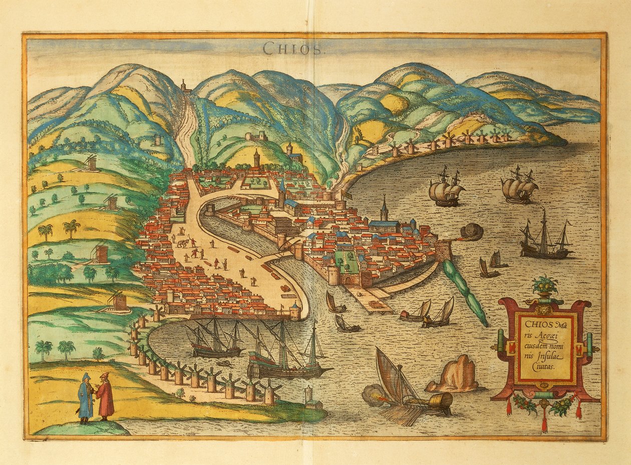 Chios uit Civitates Orbis Terrarum door Georg Braun door Georg Braun and Hogenberg Franz