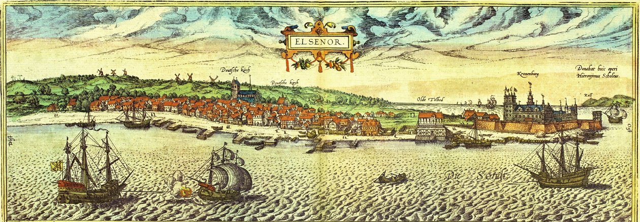 Elsinore, Denemarken door Georg and Hogenberg Franz (1535-90) Braun