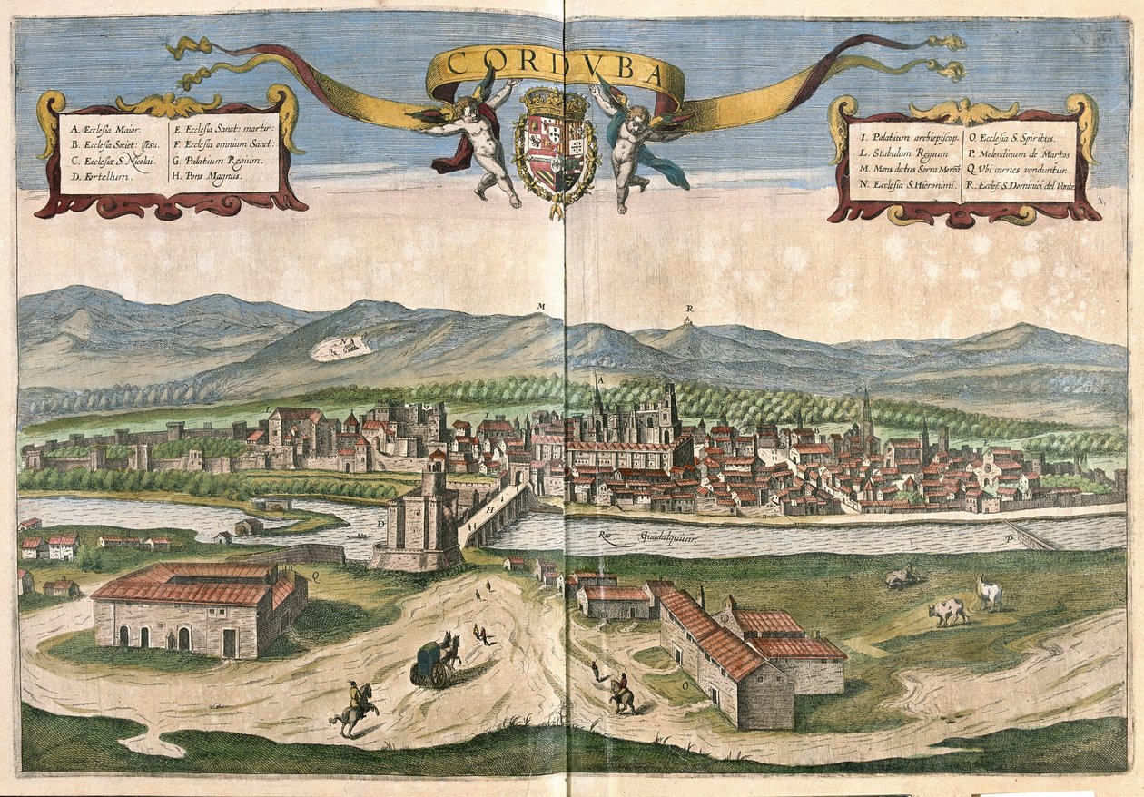 Fontainebleau, Frankrijk (gravure) door Georg Braun and Hogenberg Franz