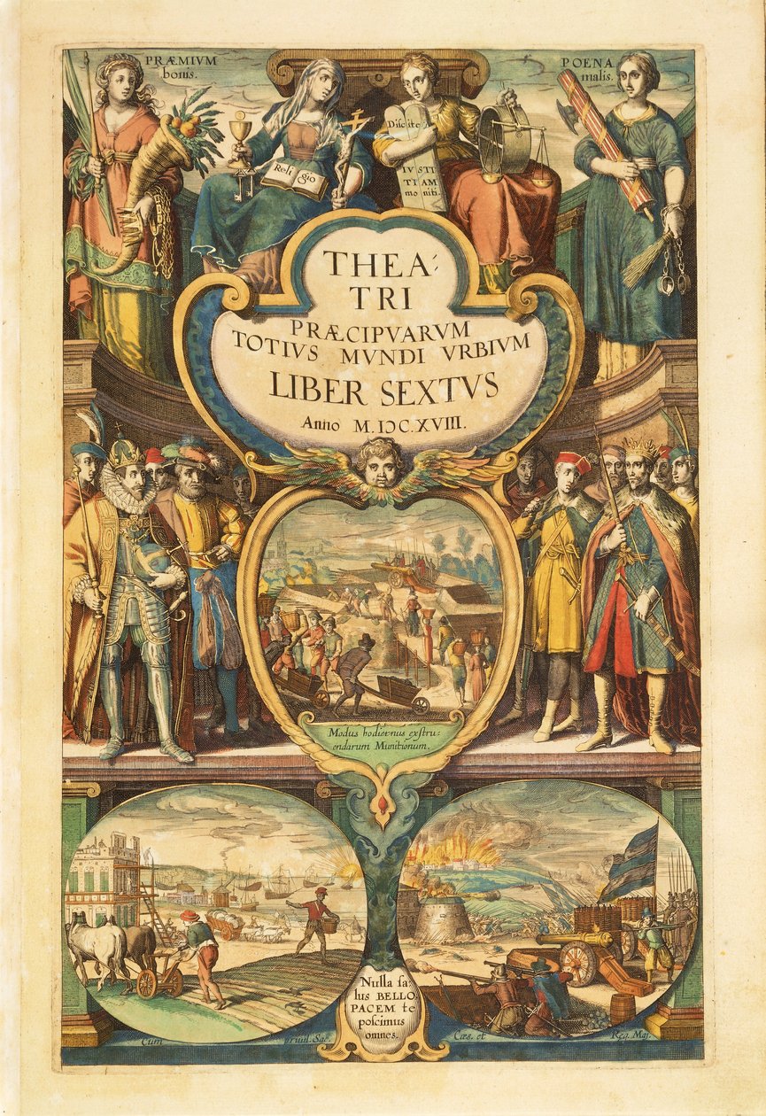 Frontispice van volume VI, uit Civitates Orbis Terrarum door Georg Braun and Hogenberg Franz