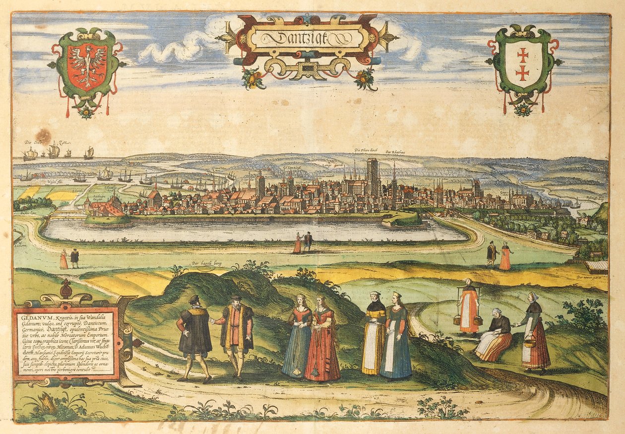 Gdansk uit Civitates Orbis Terrarum door Georg Braun door Georg Braun and Hogenberg Franz