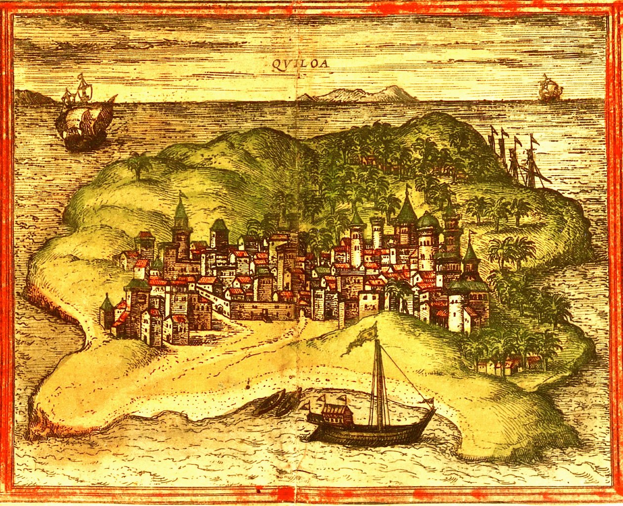 Kilwa, Tanzania door Georg and Hogenberg Franz (1535 90) Braun