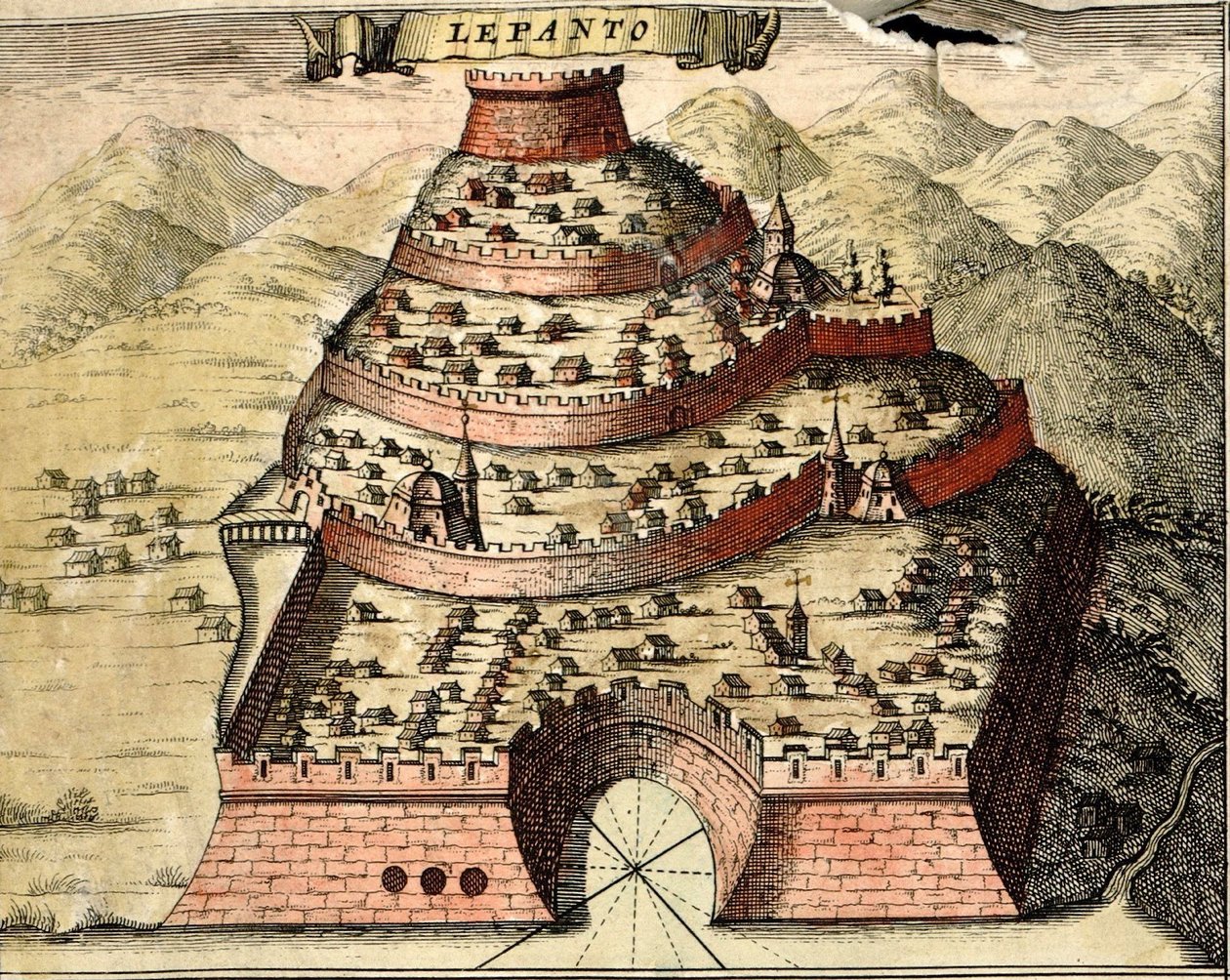 Lepanto, Griekenland door Georg and Hogenberg Franz (1535 90) Braun