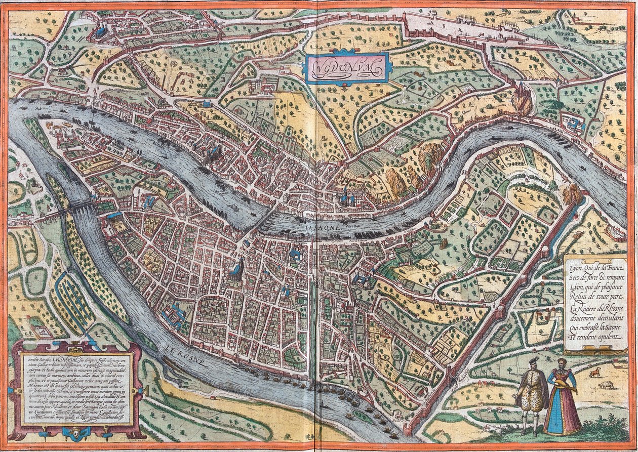Lyon, Frankrijk door Georg and Hogenberg Franz (1535-90) Braun