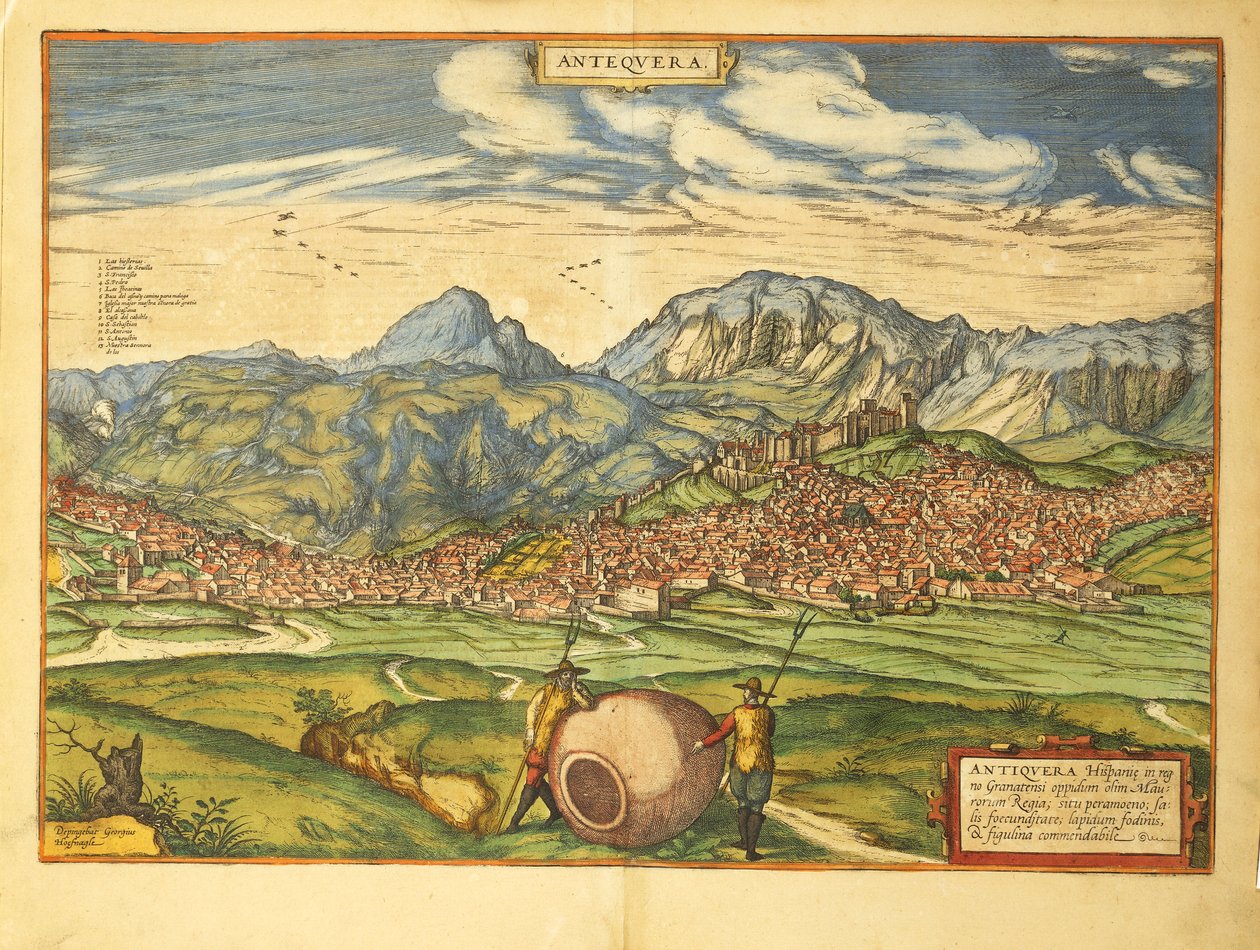 Kaart van Antequera uit Civitates Orbis Terrarum door Georg Braun and Hogenberg Franz