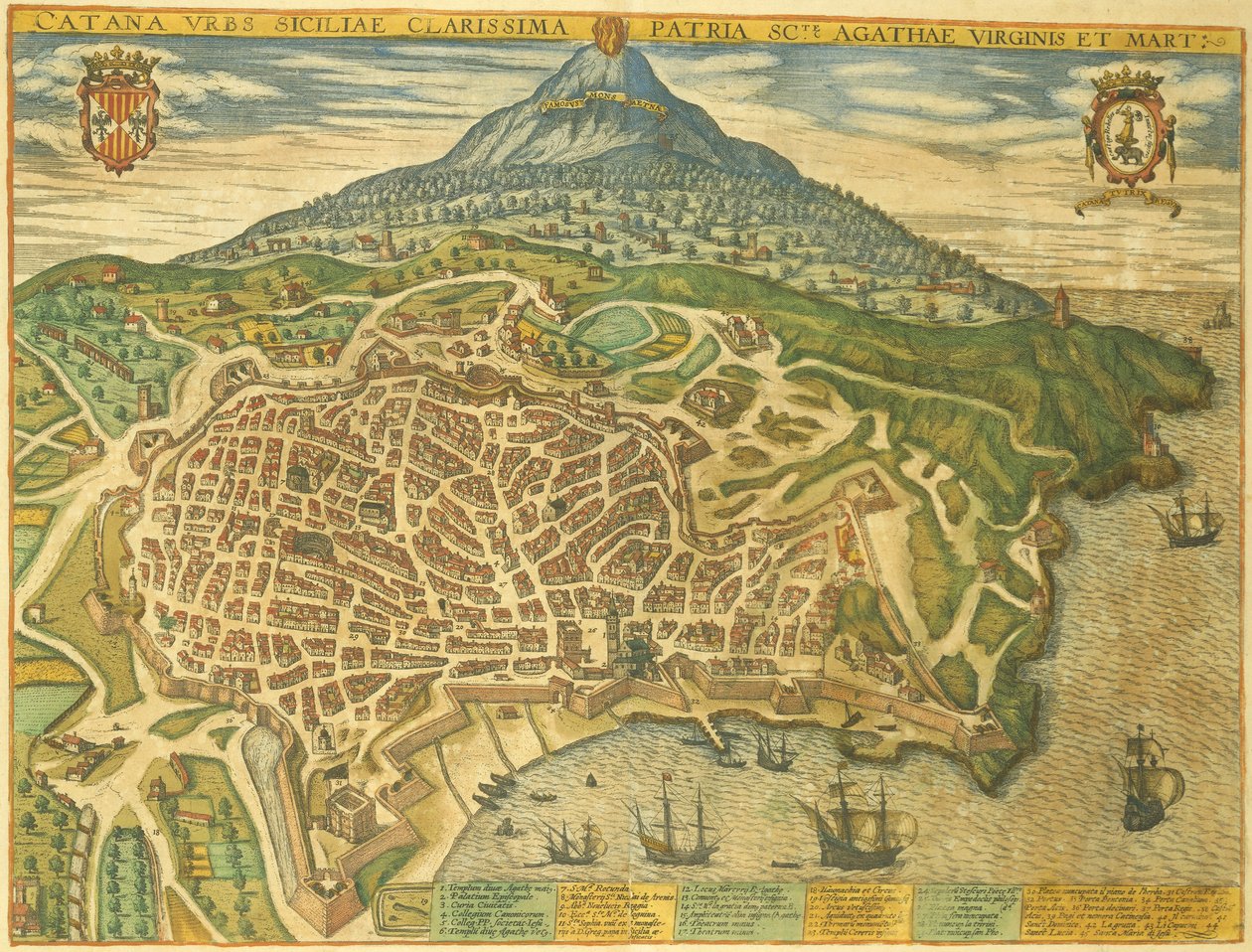 Kaart van Catania uit Civitates Orbis Terrarum door Georg Braun door Georg Braun and Hogenberg Franz