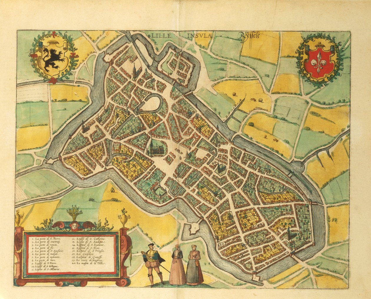 Kaart van Lille uit Civitates Orbis Terrarum door Georg Braun door Georg Braun and Hogenberg Franz