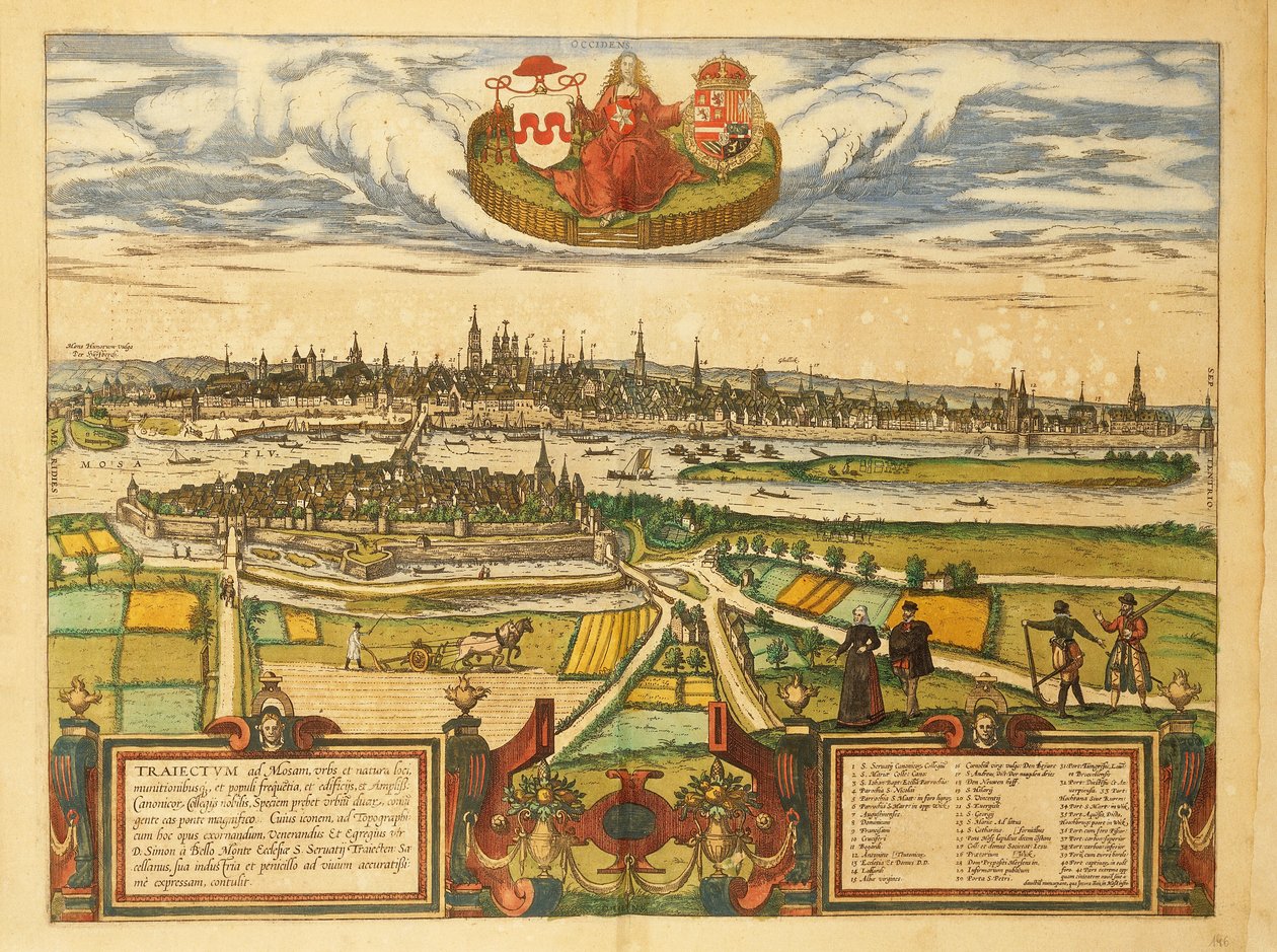Kaart van Maastricht uit Civitates Orbis Terrarum door Georg Braun door Georg Braun and Hogenberg Franz