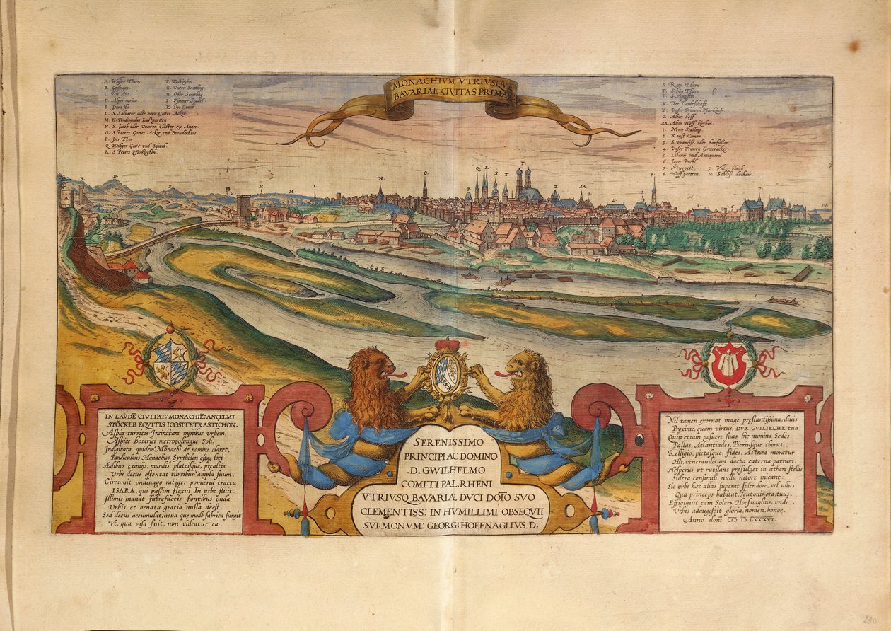 Kaart van München, Duitsland, uit Civitates Orbis Terrarum door Georg Braun door Georg Braun and Hogenberg Franz