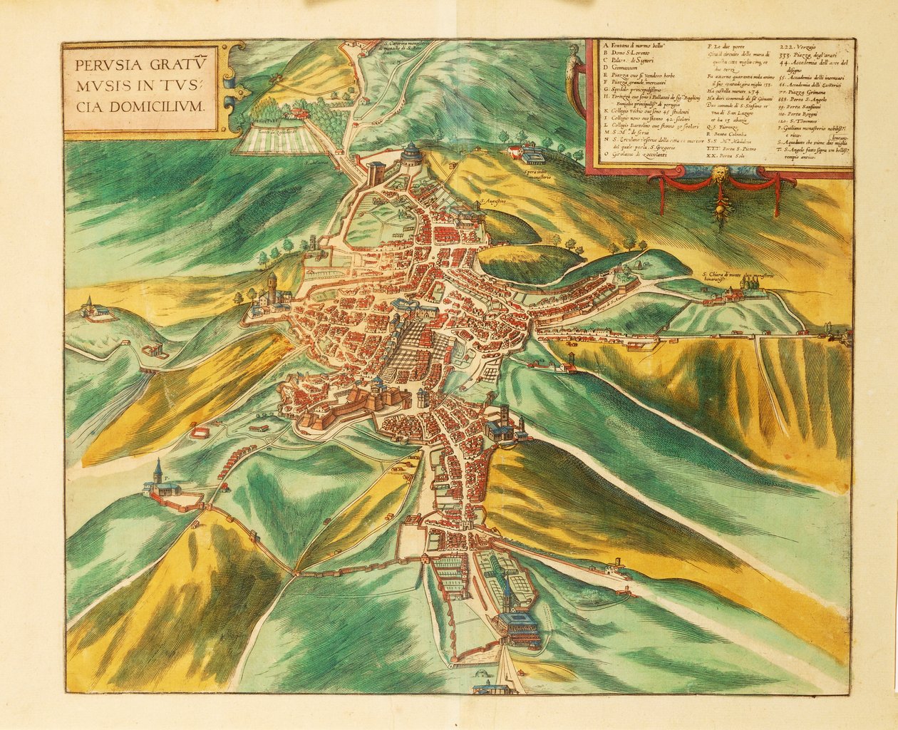 Kaart van Perugia uit Civitates Orbis Terrarum door Georg Braun door Georg Braun and Hogenberg Franz