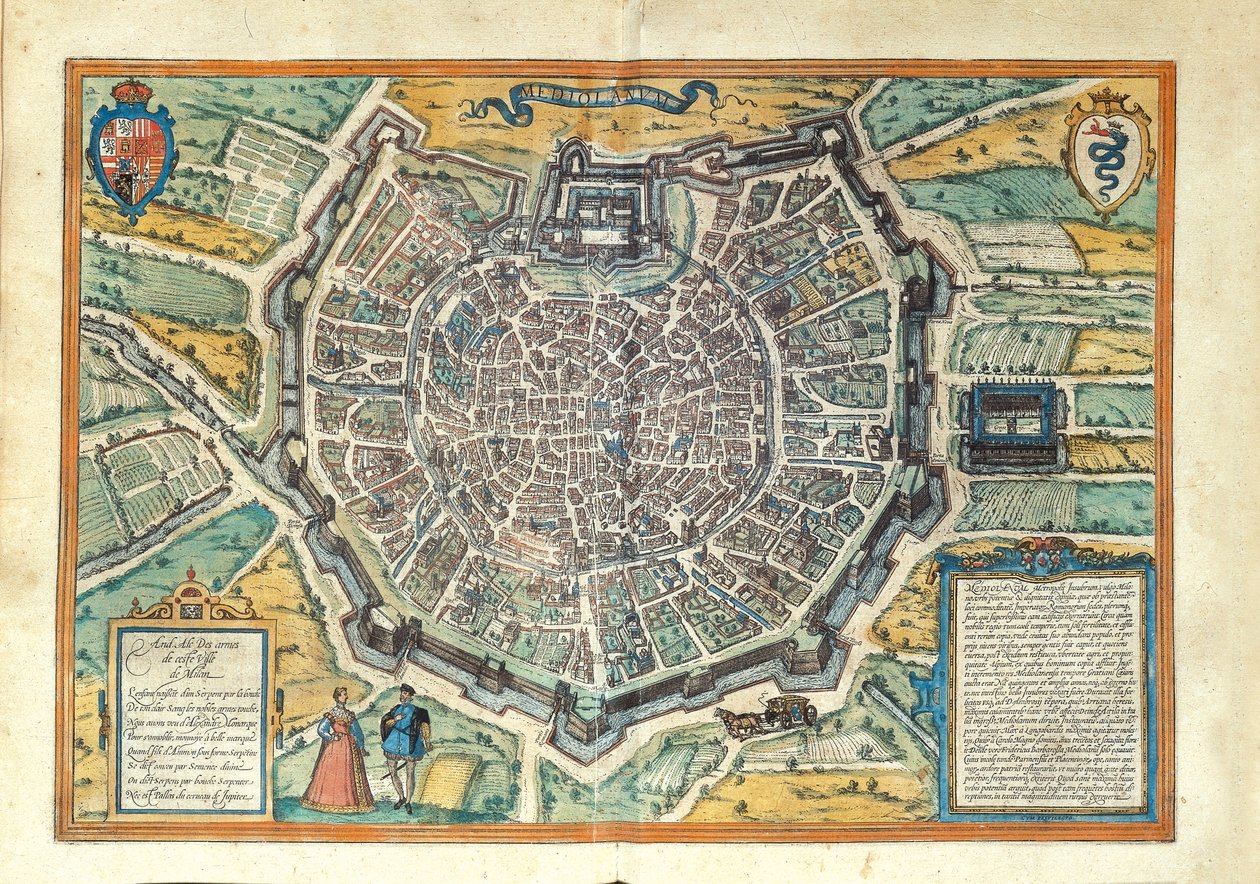 Milaan uit Civitates Orbis Terrarum door Georg Braun door Georg Braun and Hogenberg Franz