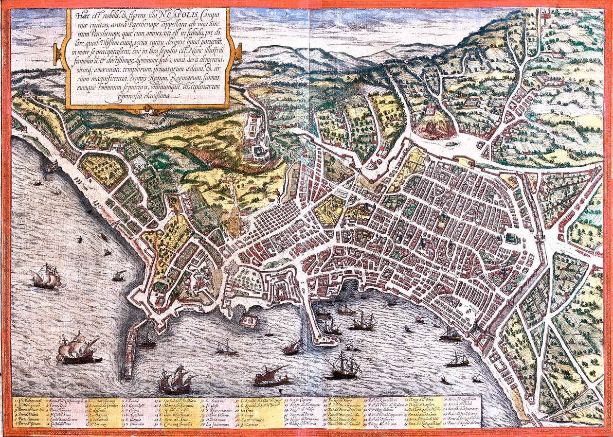 Napels, Italië door Georg and Hogenberg Franz (1535-90) Braun