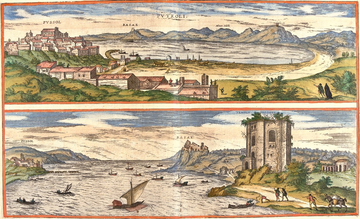Pozzuoli, Baiae, Italië door Georg and Hogenberg Franz (1535 90) Braun