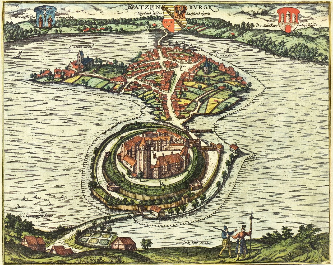 Ratzeburg, Duitsland door Georg and Hogenberg Franz (1535 90) Braun