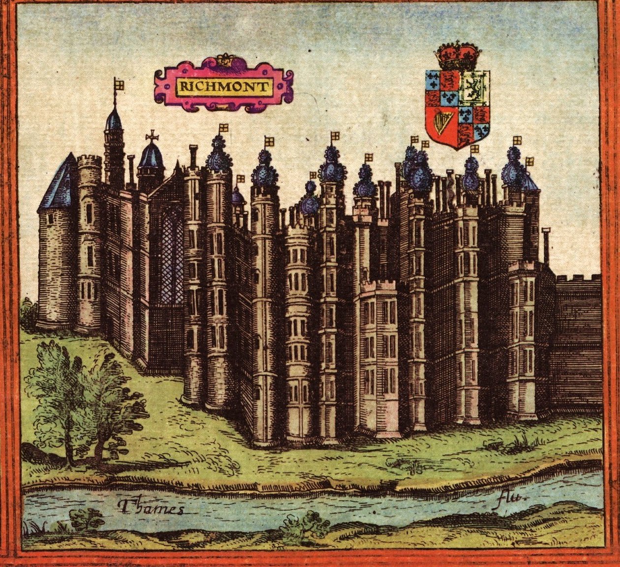 Richmond, Engeland door Georg and Hogenberg Franz (1535 90) Braun
