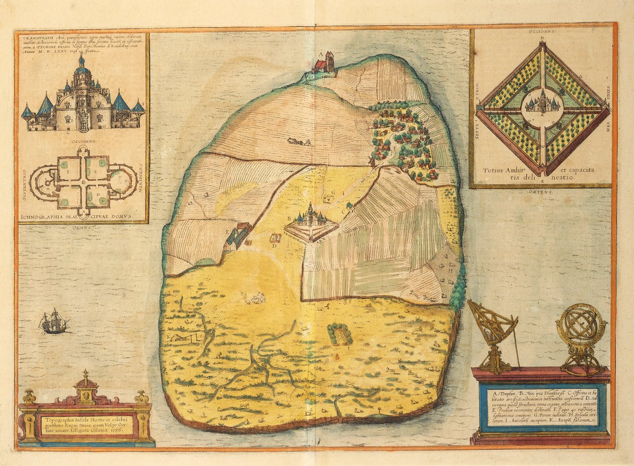 Uranienborg uit Civitates Orbis Terrarum door Georg Braun and Hogenberg Franz