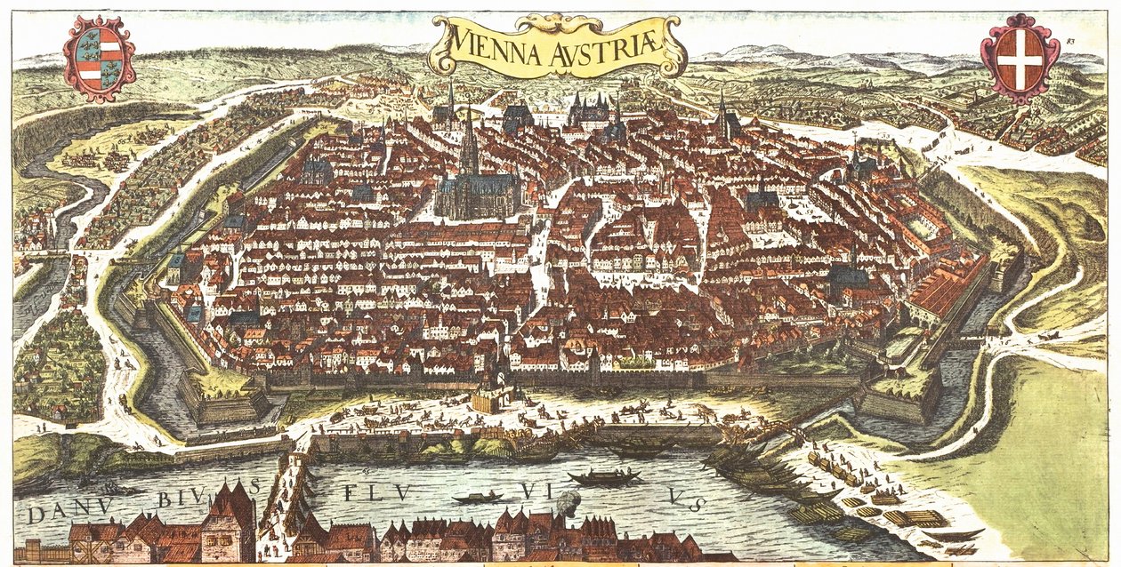 Wenen, Oostenrijk door Georg and Hogenberg Franz (1535 90) Braun