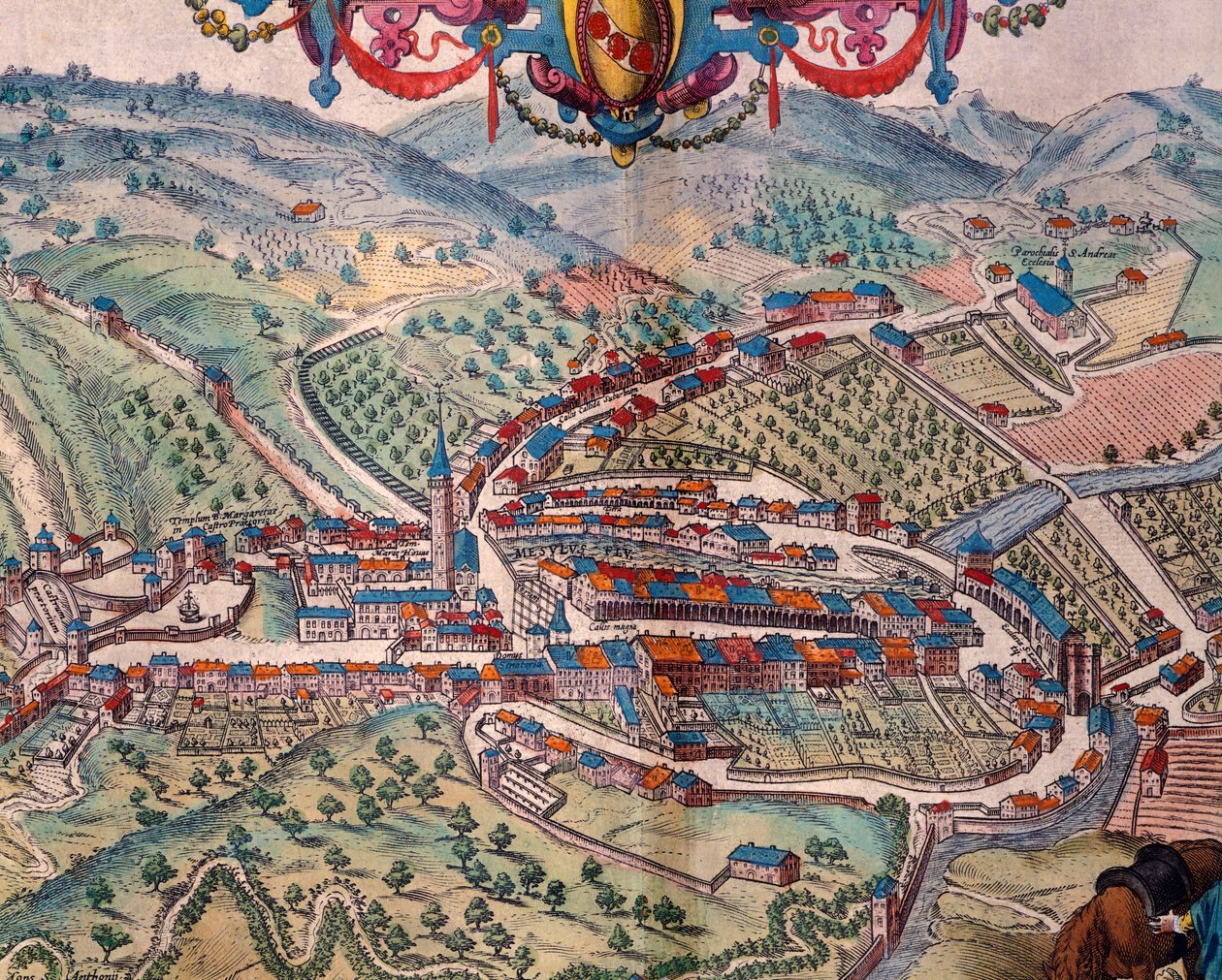Uitzicht op Serravalle Scrivia door Georg Braun and Hogenberg Franz