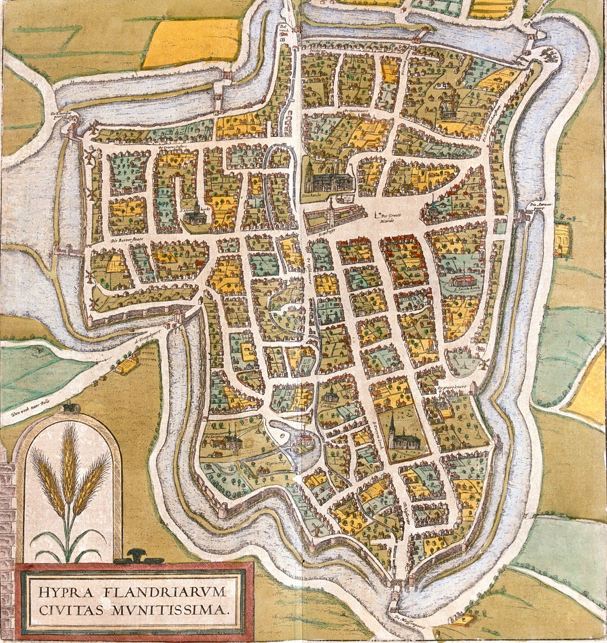 Ieper, België door Georg and Hogenberg Franz (1535 90) Braun