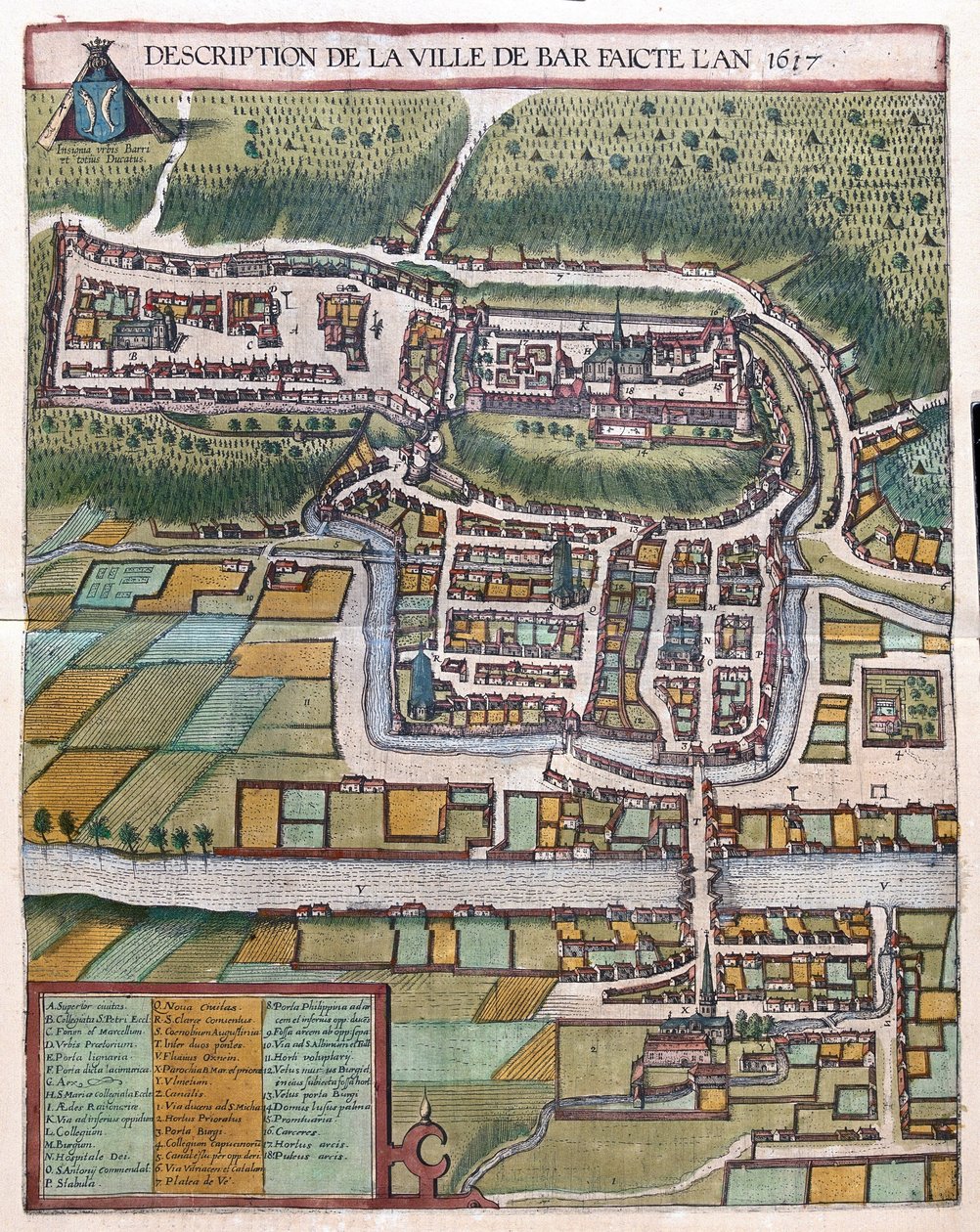 Bar le Duc, Frankrijk (gravure) door Georg Braun and Hogenberg Franz