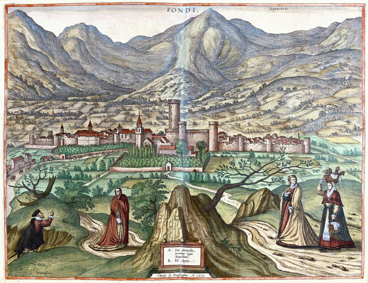 Fondi (Romeins land), Italië door Georg Braun and Hogenberg Franz