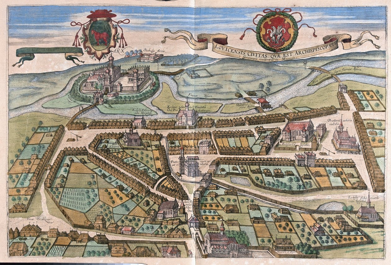Lowicz, Polen door Georg Braun and Hogenberg Franz