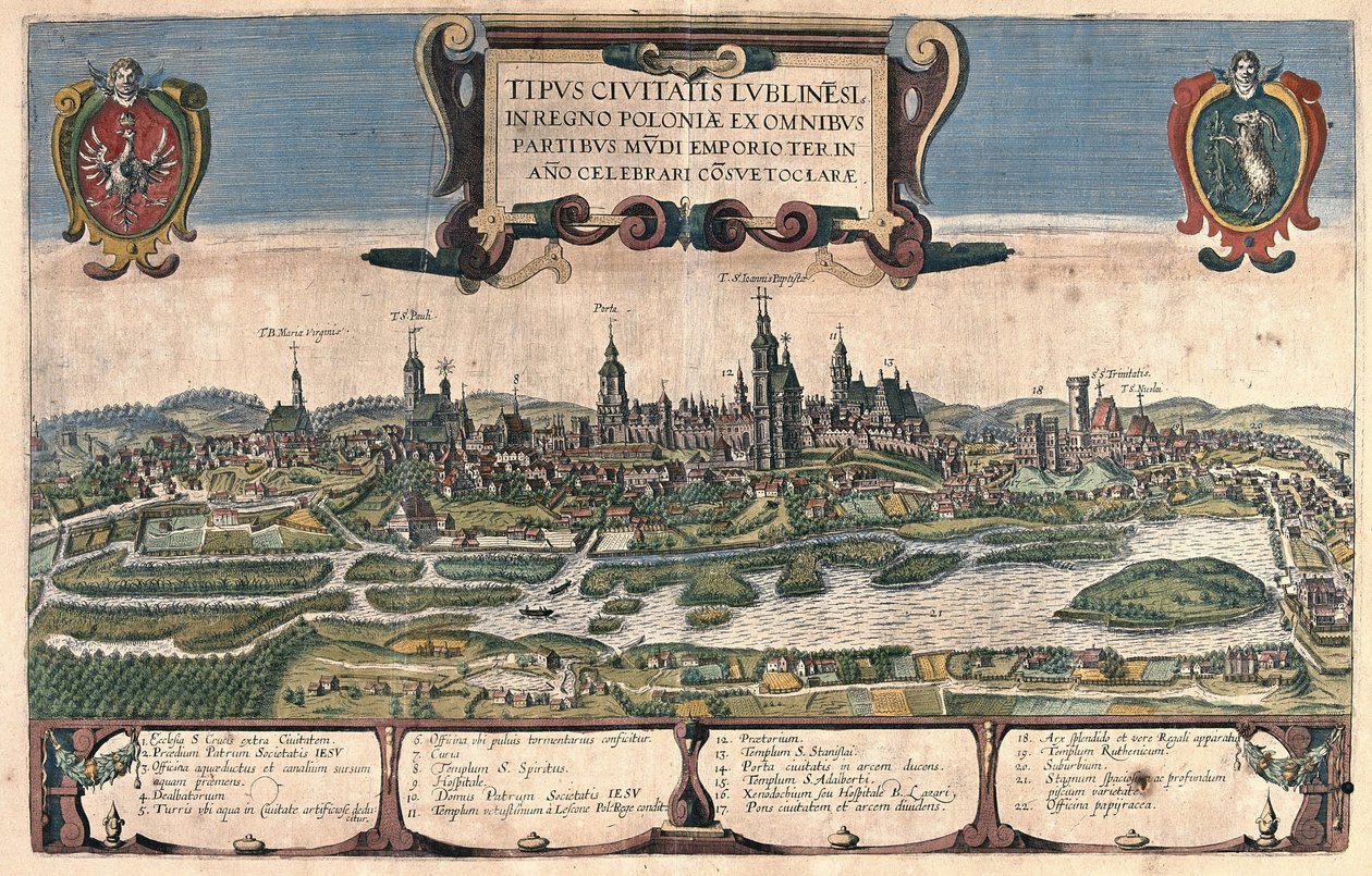 Lublin, Polen (gravure) door Georg Braun and Hogenberg Franz