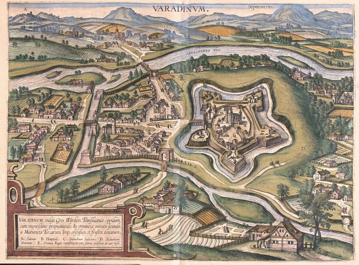 Oradea (of Oradea Mare), Roemenië door Georg Braun and Hogenberg Franz