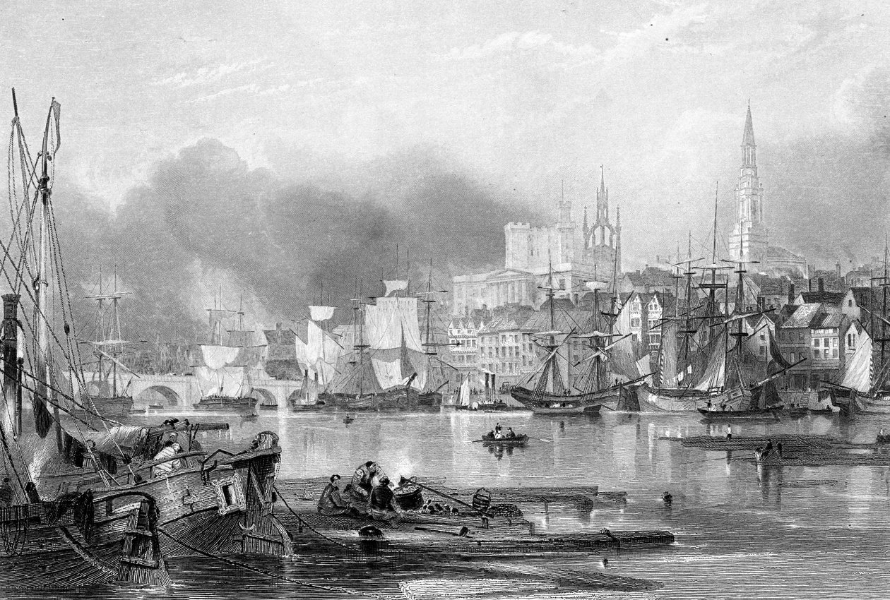 Newcastle-upon-Tyne, gegraveerd door Edward Finden door George Balmer