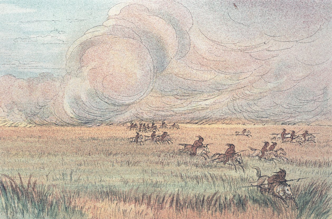 Prairiebrand in Missouri door George Catlin