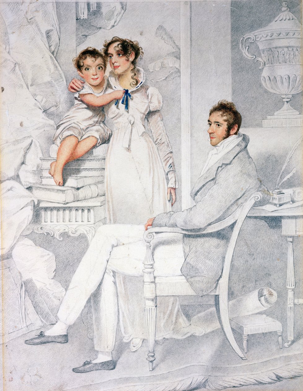 Mr en Mrs Richmond Thackeray en hun zoon, William Makepeace Thackeray (1811-63) 1814 door George Chinnery