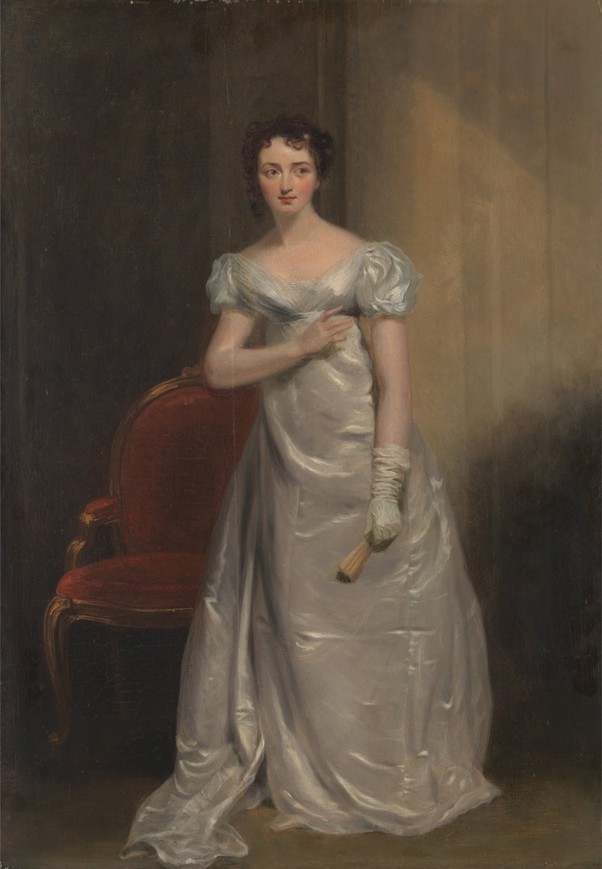 Harriet Smithson als Miss Dorillon, in Wives as They Were, and Maids as They Are door Elizabeth Inchb... door George Clint