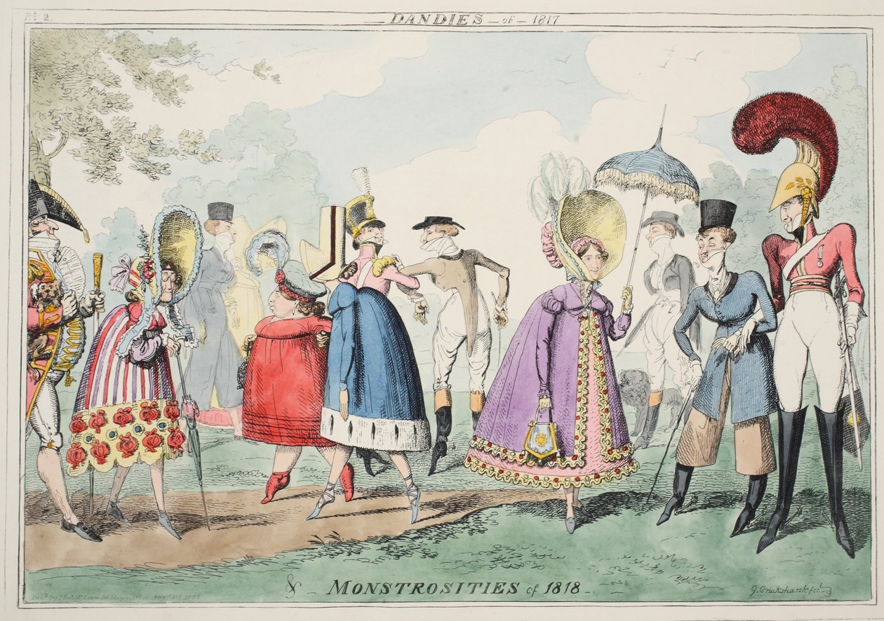Dandies van 1817 en Monstrosities van 1818, uitgegeven 1835 door George Cruikshank