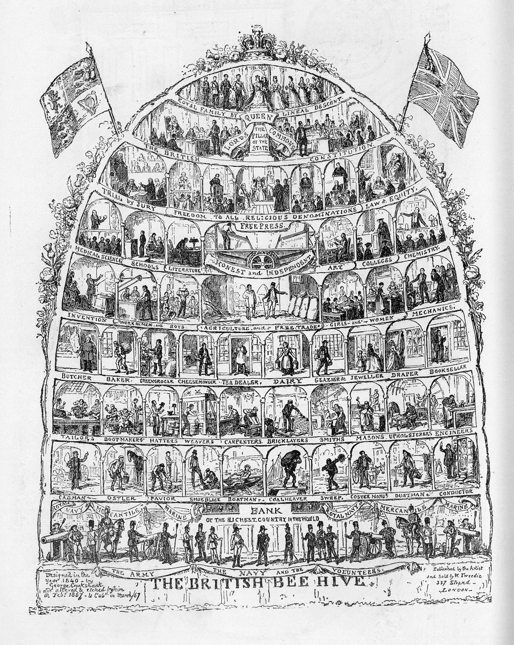De Britse Bijenkorf, 1867 door George Cruikshank