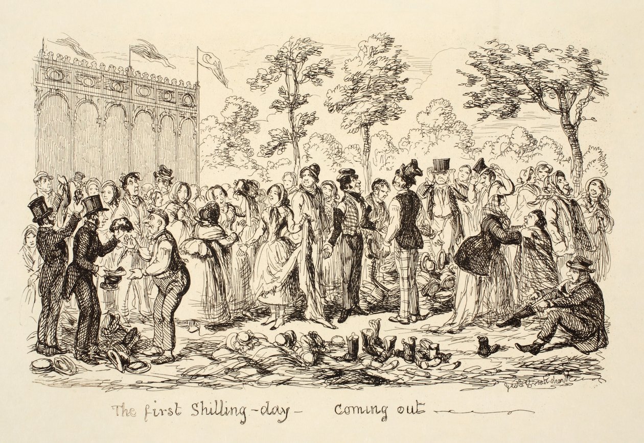 De Eerste Shilling-dag - Uitkomen door George Cruikshank