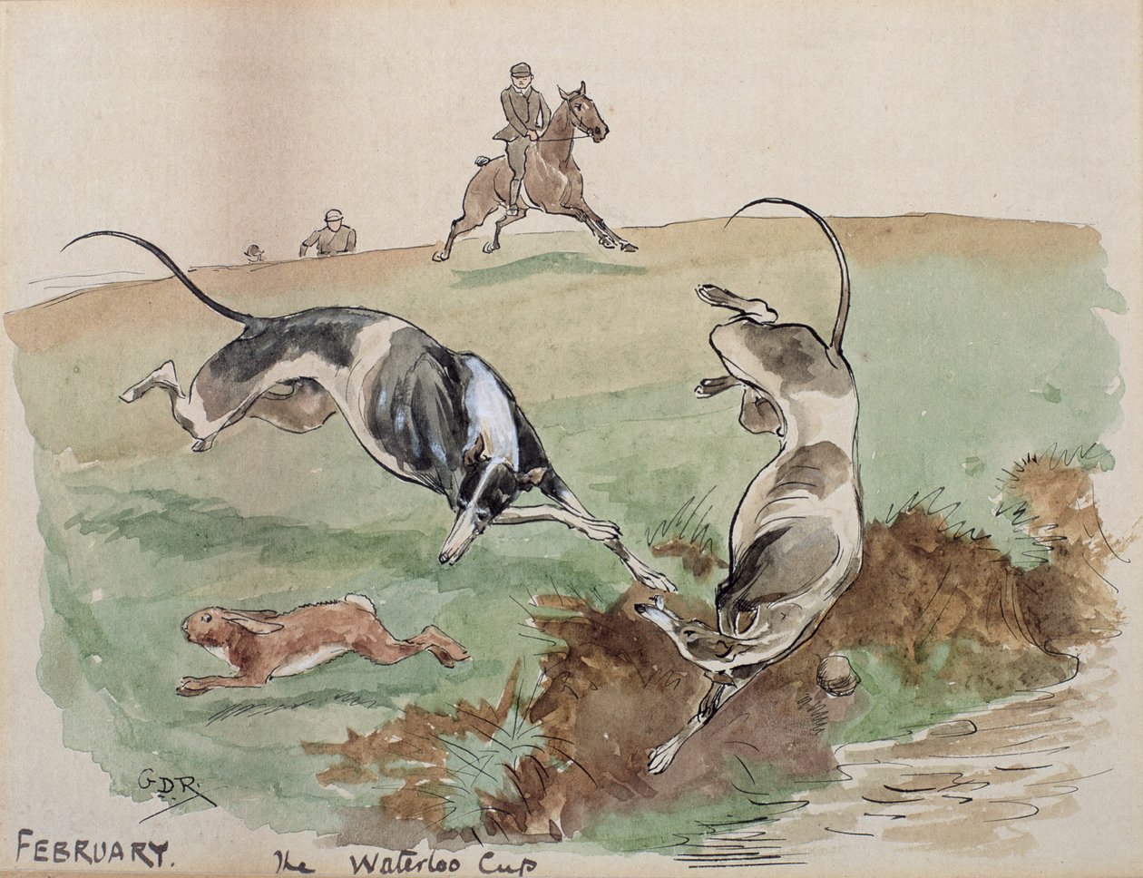 De Maand Februari: Jagen door George Derville Rowlandson