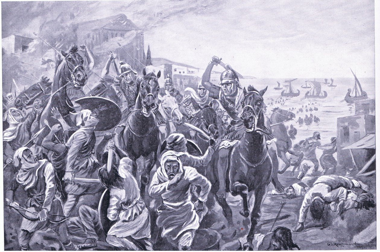 De verovering van Tyrus door Evagoras van Cyprus door George Derville Rowlandson