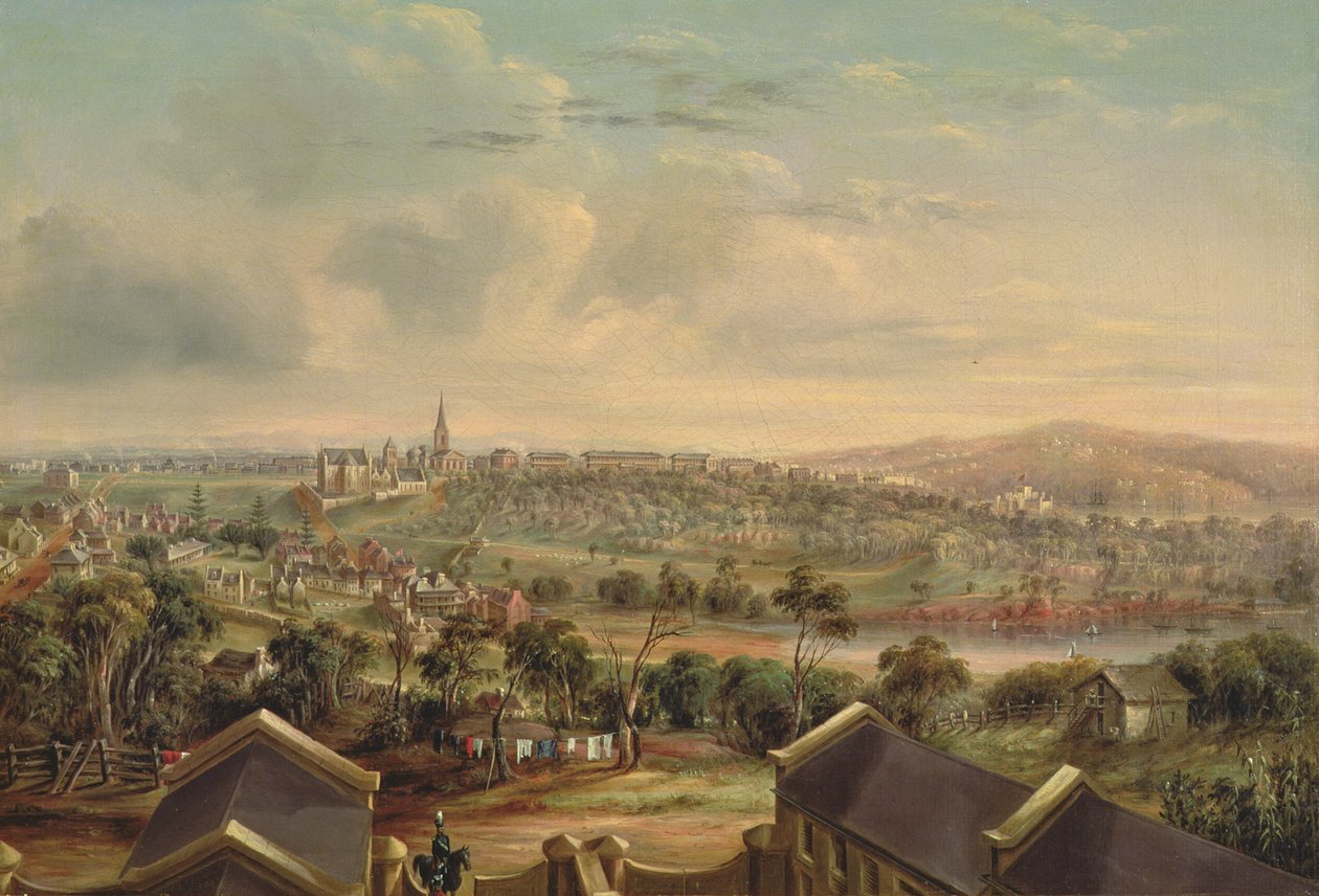 Sydney vanuit Woolloomooloo, 1849 door George Edward Peacock