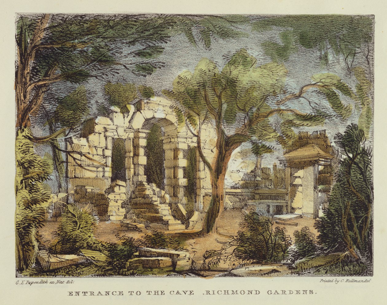 Ingang van de grot, Richmond Gardens, plaat 18 uit 