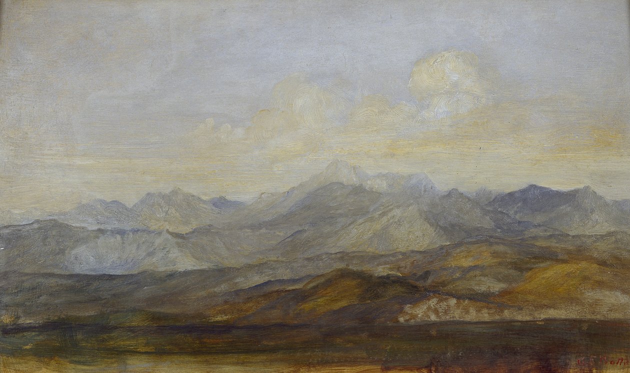De Carrara-bergen vanuit Pisa, 1845 - 1846 door George Frederick Watts