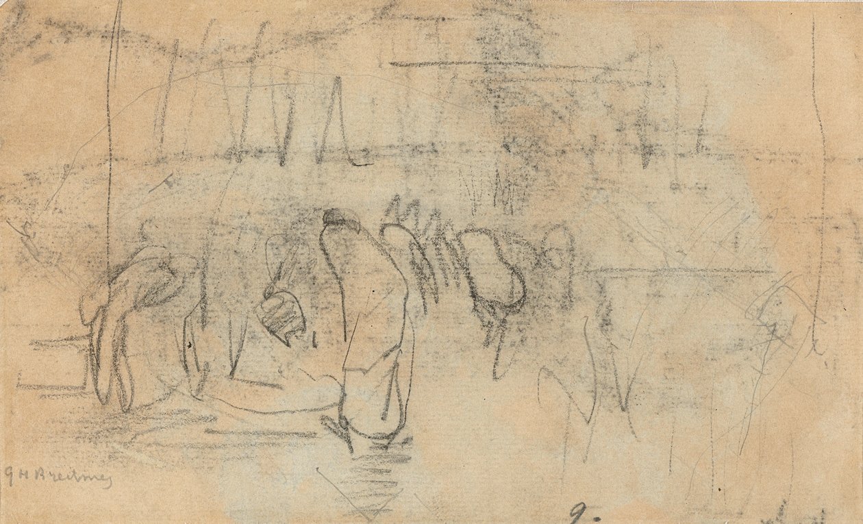 Schets van mensen op straat door George Hendrik Breitner